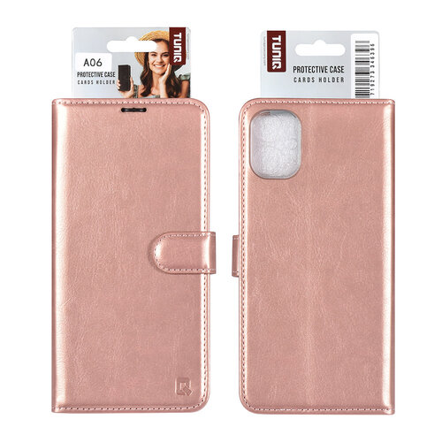 TUNIQ TUNIQ Galaxy A16 5G Book Case hoesje - Pasjeshouder voor 3 pasjes - Magneetsluiting - Hanger - Rose Gold