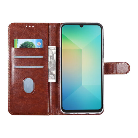 TUNIQ TUNIQ Galaxy A16 5G Book type housse - Porte-cartes pour 3 cartes - Fermeture magnétique - Hanger - Marron