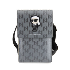 Karl Lagerfeld 7 inch phone pouch - Monogram - Black