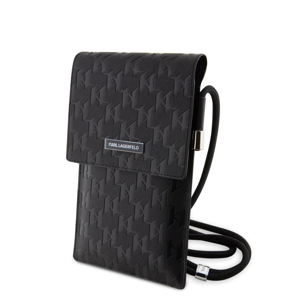 Karl Lagerfeld Karl Lagerfeld 7 inch phone pouchSaffiano mono plaque - Zwart Karl Lagerfeld Karl Lagerfeld 7 inch phone pouchSaffiano mono plaque - Zwart