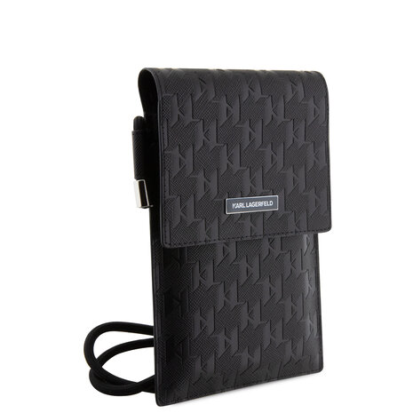 Karl Lagerfeld Karl Lagerfeld 7 inch phone pouchSaffiano mono plaque - Zwart Karl Lagerfeld Karl Lagerfeld 7 inch phone pouchSaffiano mono plaque - Zwart