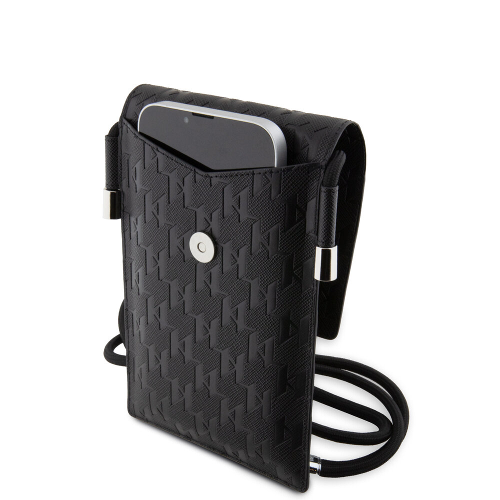 Karl Lagerfeld Karl Lagerfeld 7 inch phone pouchSaffiano mono plaque - Zwart Karl Lagerfeld Karl Lagerfeld 7 inch phone pouchSaffiano mono plaque - Zwart