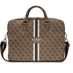 Guess 15 Inch PU Leather Laptop and Tablet Bag 4G stripes - Brown