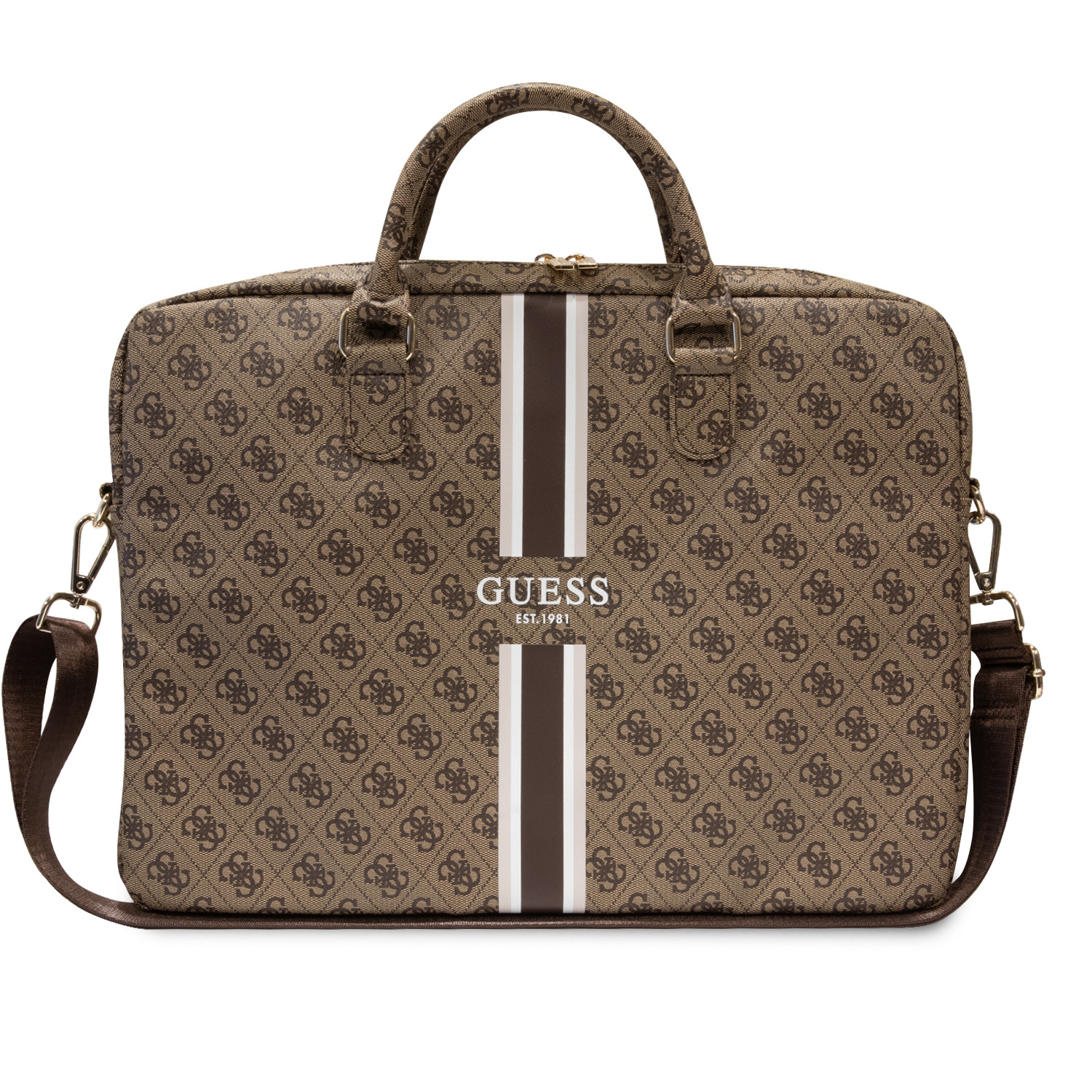 Guess Guess 15 Inch PU Leather Laptop- en Tablettas 4G stripes - Bruin
