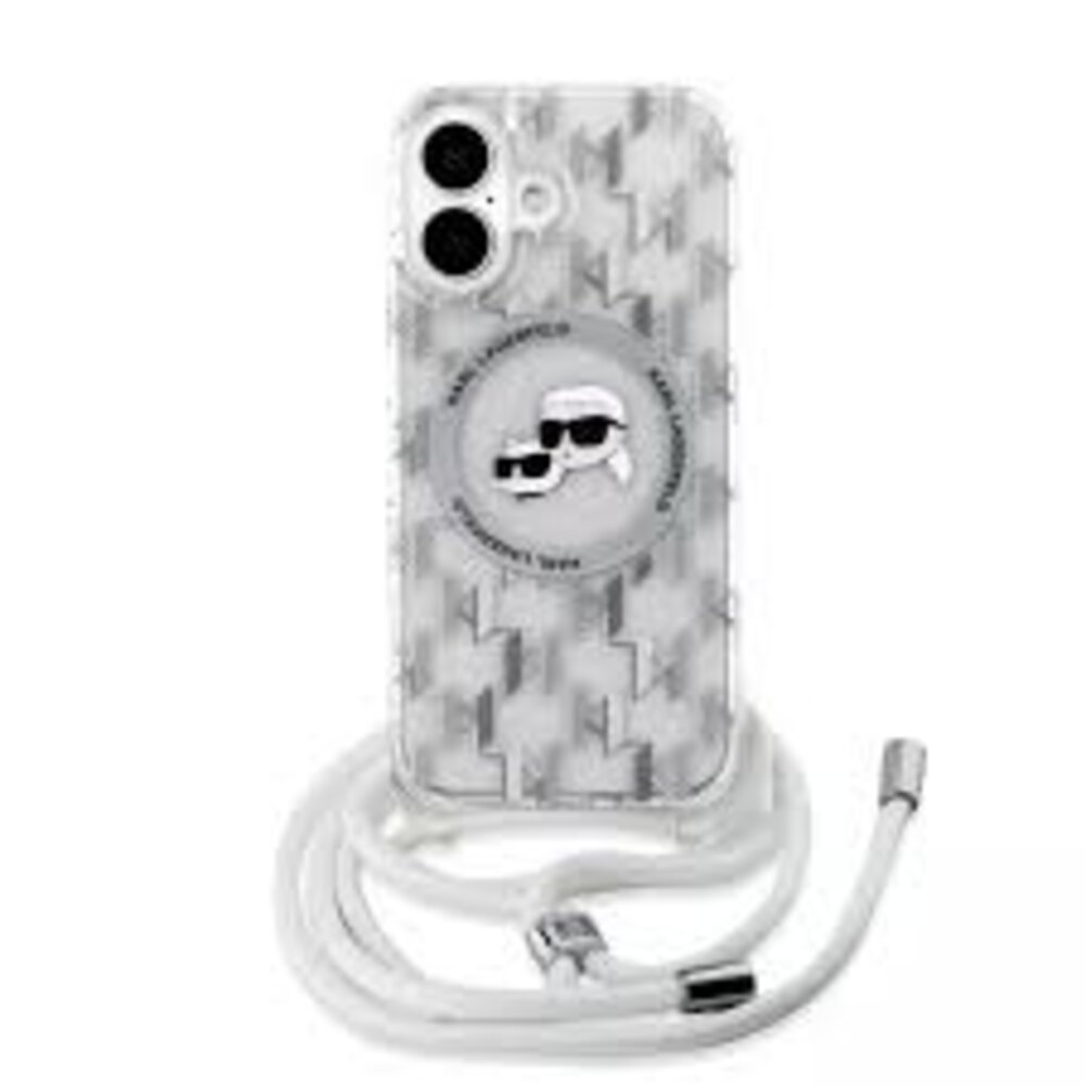 Karl Lagerfeld Karl Lagerfeld iPhone 16 Back cover case - Magsafe IML KC heads - cord - Transparent Karl Lagerfeld Karl Lagerfeld iPhone 16 Back cover case - Magsafe IML KC heads - cord - Transparent