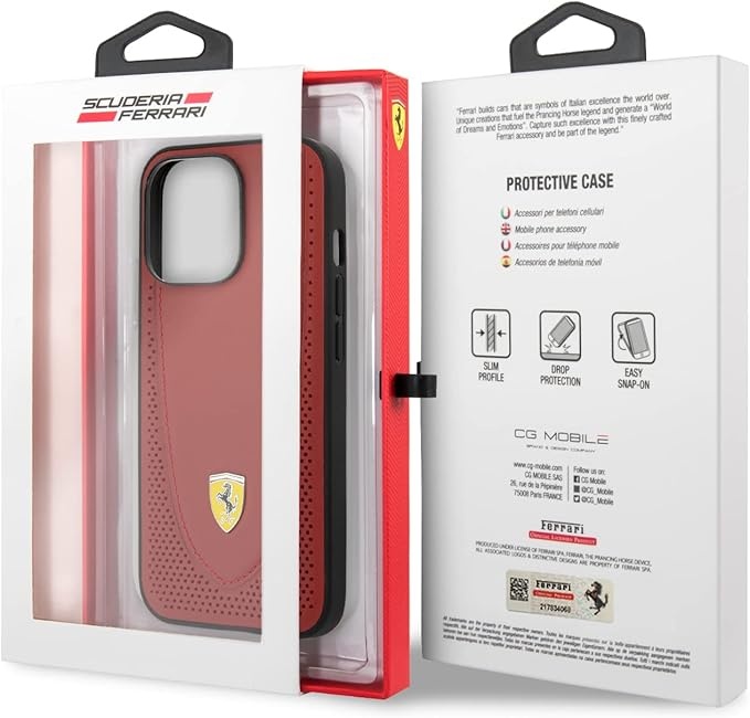 Ferrari Ferrari iPhone 13 Pro Backcover hoesje Stiched - Rood, foto 3 van 3
