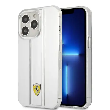 Ferrari Ferrari iPhone 13 Pro Back-Cover hul - 3D Stripes - Silber Ferrari Ferrari iPhone 13 Pro Back-Cover hul - 3D Stripes - Silber