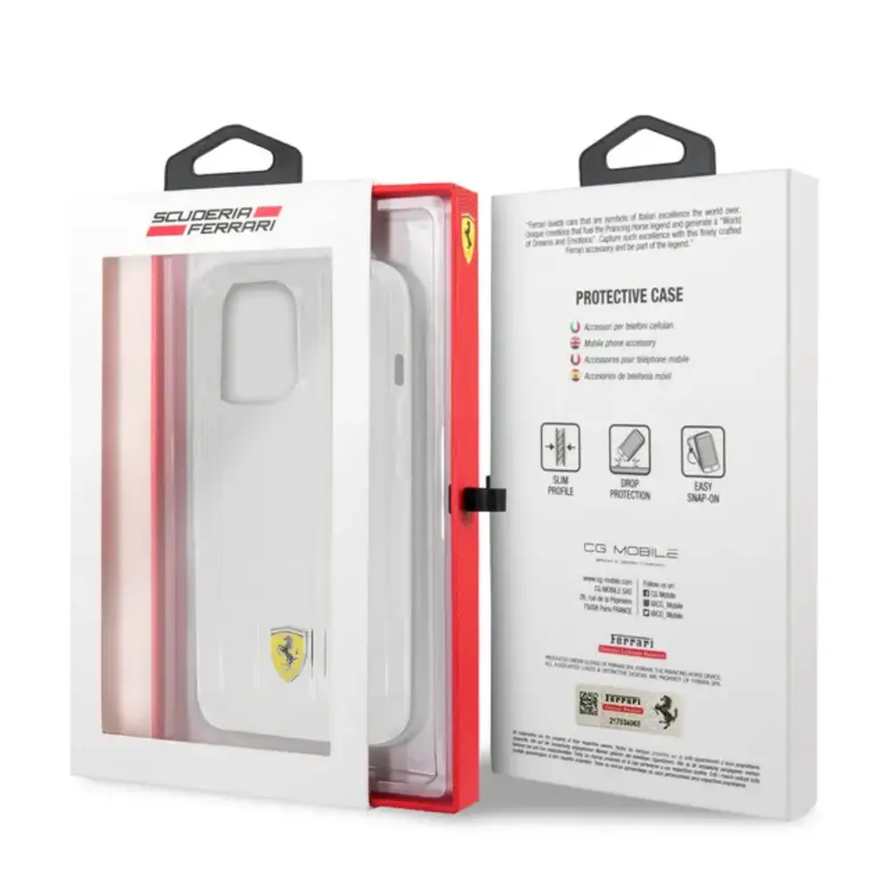 Ferrari Ferrari iPhone 13 Pro Backcover hoesje 3D Stripes - Transparant Ferrari Ferrari iPhone 13 Pro Backcover hoesje 3D Stripes - Transparant