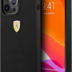 Ferrari iPhone 13 Pro Back cover case - Metal Logo - Black