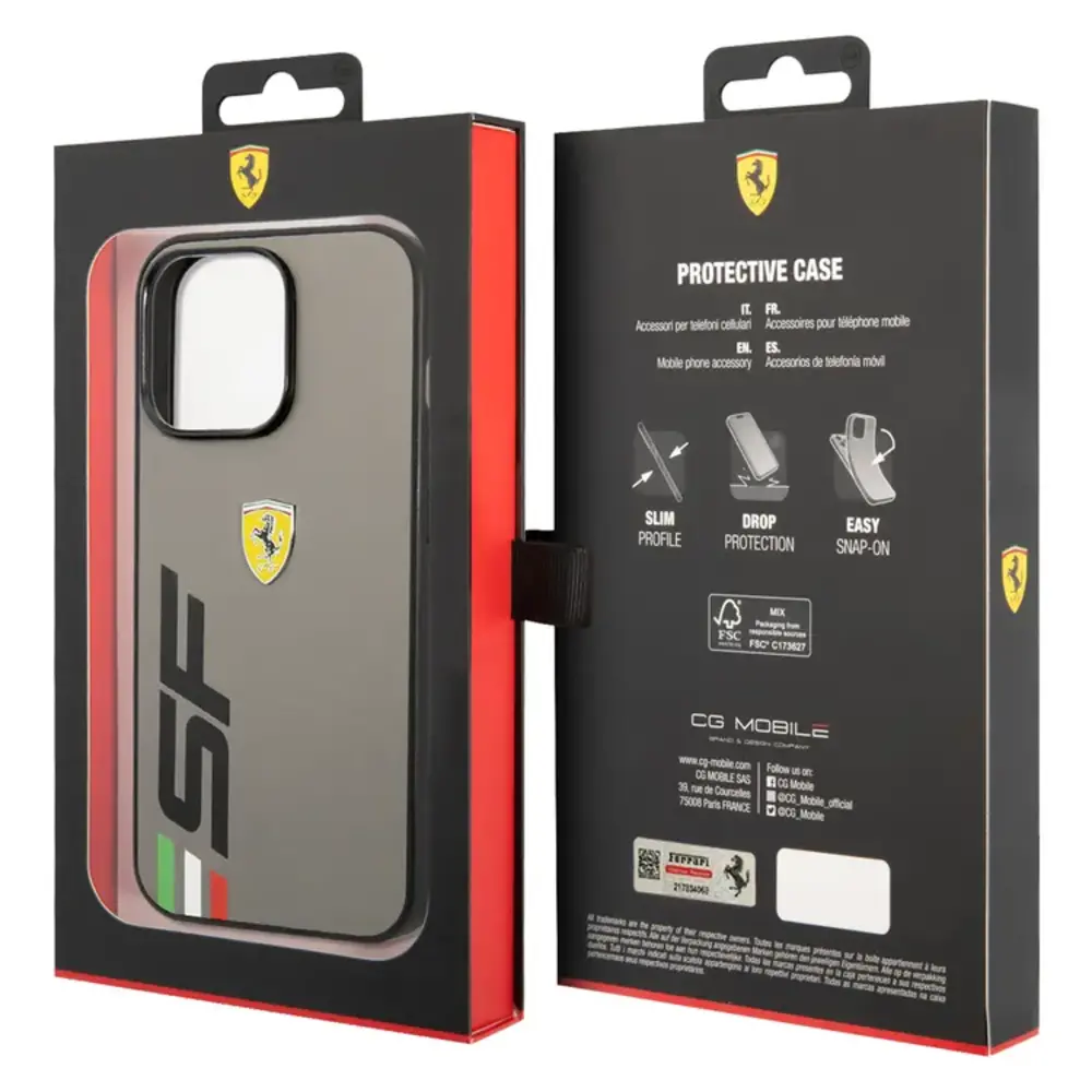 Ferrari Ferrari iPhone 13 Pro Back cover coque SF Logo - Gris Ferrari Ferrari iPhone 13 Pro Back cover coque SF Logo - Gris