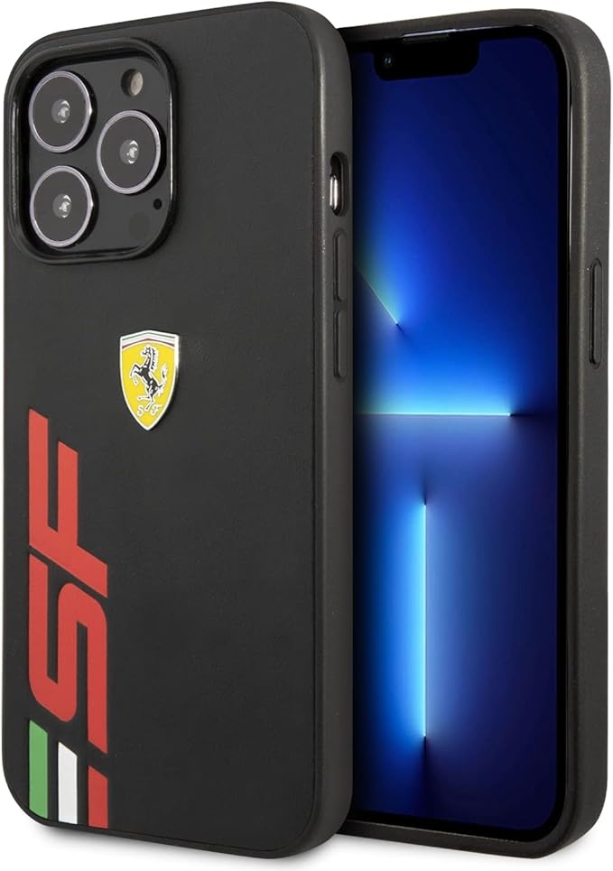 Ferrari Ferrari iPhone 13 Pro Backcover hoesje SF Logo - Zwart