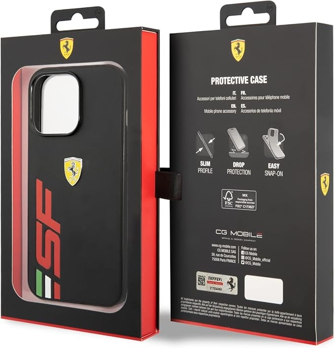 Ferrari Ferrari iPhone 13 Pro Backcover hoesje SF Logo - Zwart, foto 4 van 4