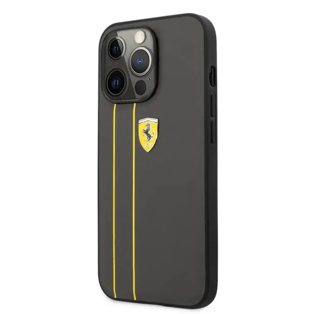 Ferrari Ferrari iPhone 13 Pro Max Back cover case - Lines Grey - Yellow Ferrari Ferrari iPhone 13 Pro Max Back cover case - Lines Grey - Yellow