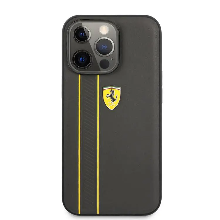 Ferrari Ferrari iPhone 13 Pro Max Backcover hoesje Lines Grey - Geel, foto 3 van 5