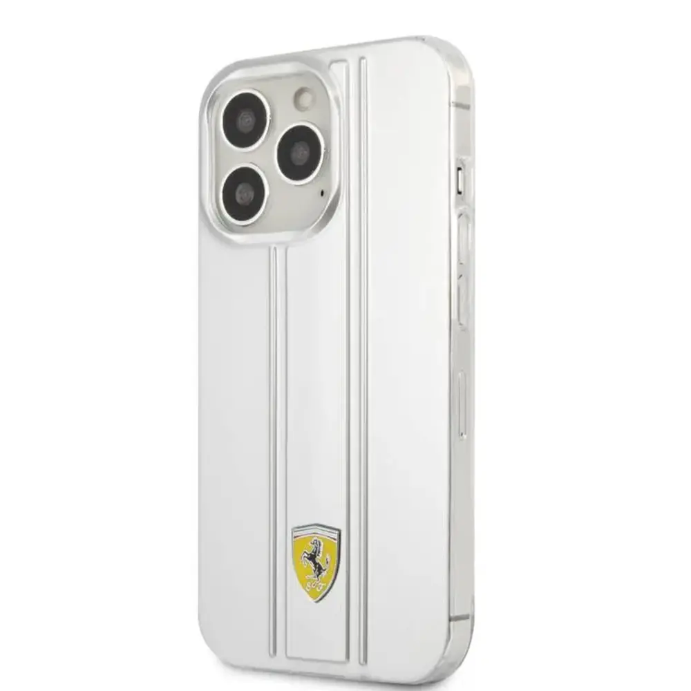 Ferrari Ferrari iPhone 13 Pro Max Back cover coque 3D Stripes - Argent Ferrari Ferrari iPhone 13 Pro Max Back cover coque 3D Stripes - Argent