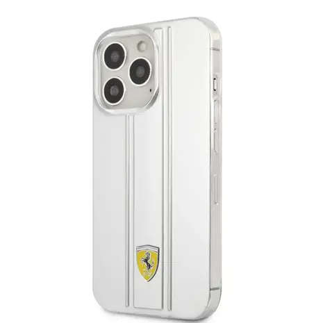 Ferrari Ferrari iPhone 13 Pro Max Back cover coque 3D Stripes - Argent Ferrari Ferrari iPhone 13 Pro Max Back cover coque 3D Stripes - Argent
