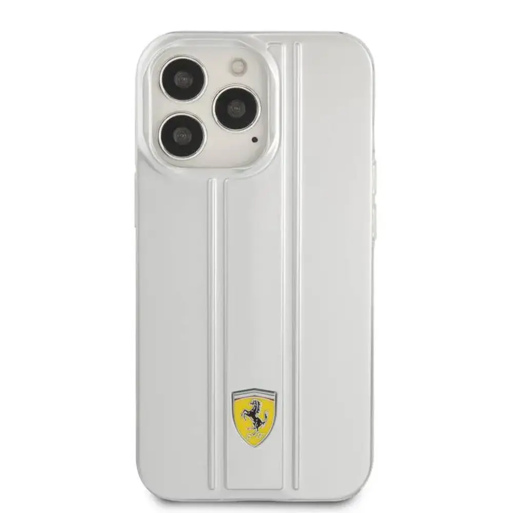 Ferrari Ferrari iPhone 13 Pro Max Back cover case - 3D Stripes - Silver Ferrari Ferrari iPhone 13 Pro Max Back cover case - 3D Stripes - Silver