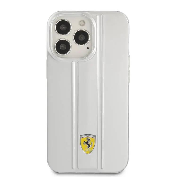 Ferrari Ferrari iPhone 13 Pro Max Backcover hoesje 3D Stripes - Zilver, foto 3 van 5