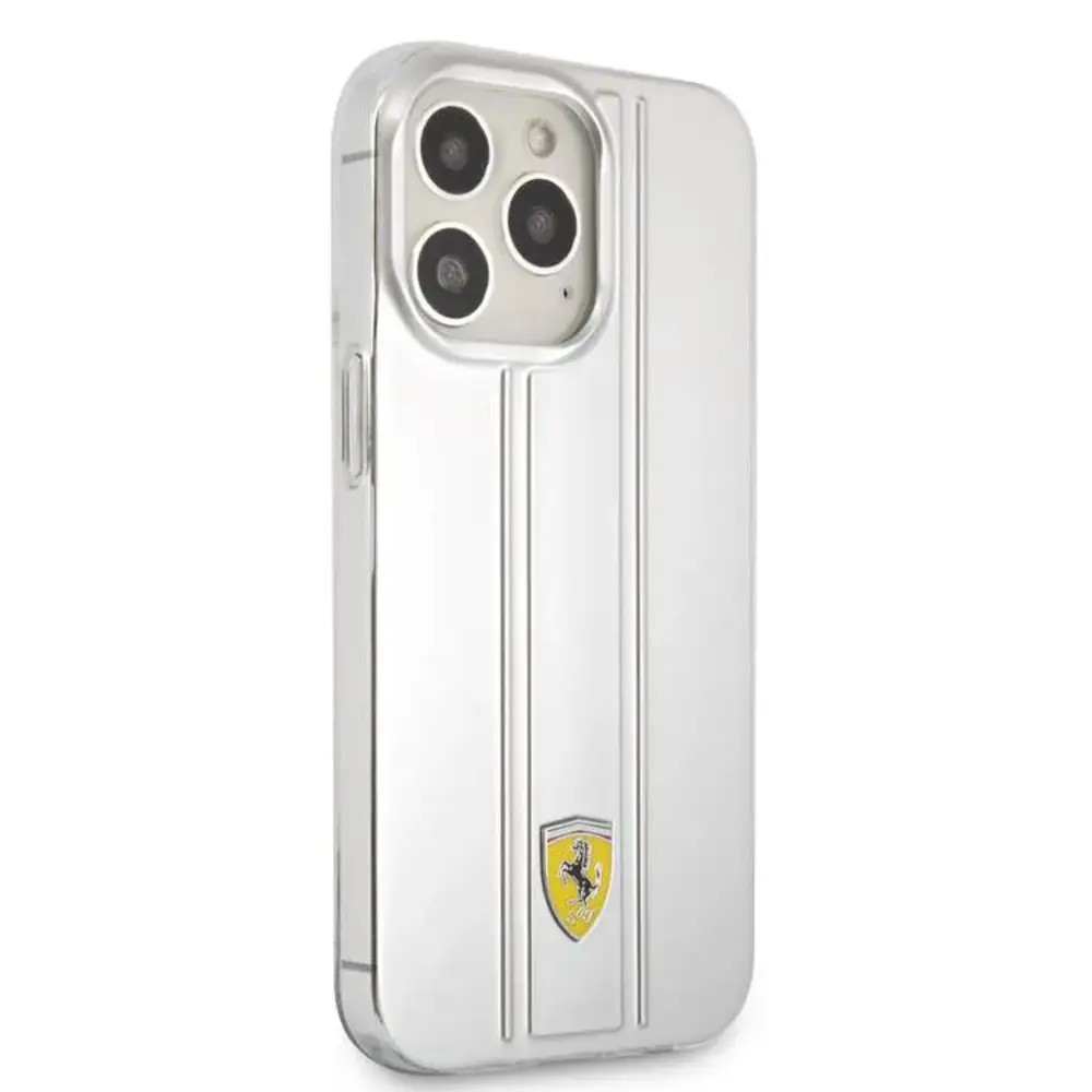 Ferrari Ferrari iPhone 13 Pro Max Back cover case - 3D Stripes - Silver Ferrari Ferrari iPhone 13 Pro Max Back cover case - 3D Stripes - Silver