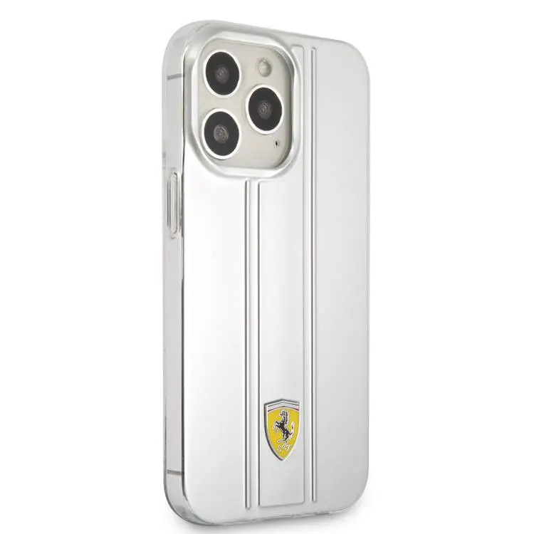 Ferrari Ferrari iPhone 13 Pro Max Backcover hoesje 3D Stripes - Zilver, foto 4 van 5