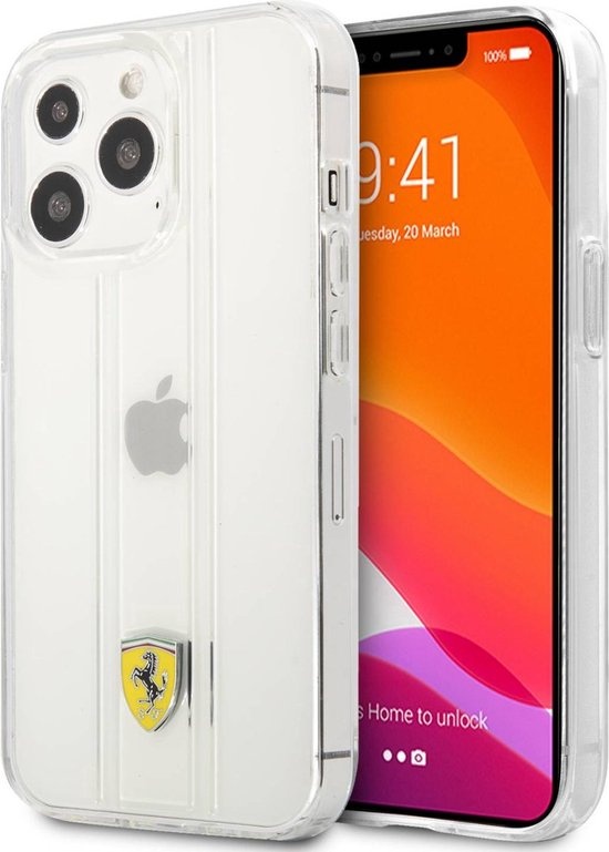 Ferrari Ferrari iPhone 13 Pro Max Backcover hoesje 3D Stripes - Transparant