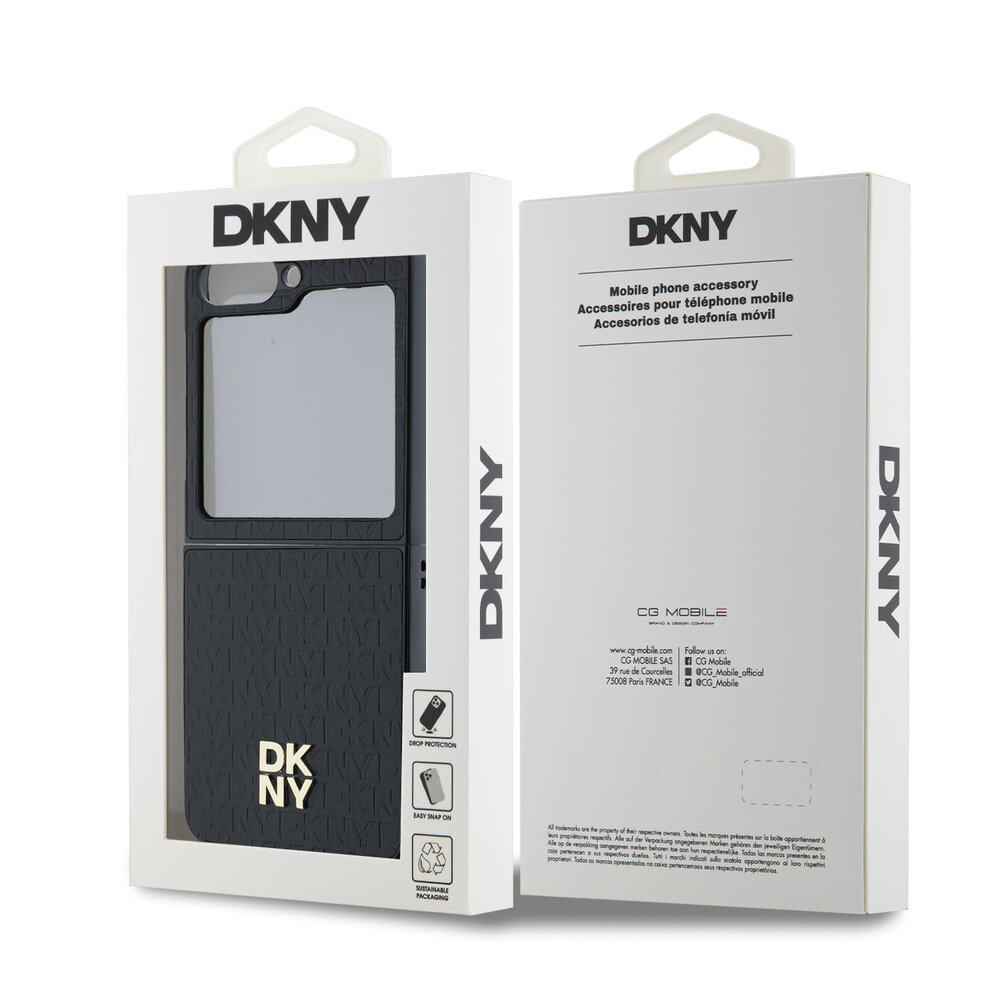 DKNY DKNY Samsung Galaxy Z Flip 6 Repeat Pattern Stack Logo - Black DKNY DKNY Samsung Galaxy Z Flip 6 Repeat Pattern Stack Logo - Black