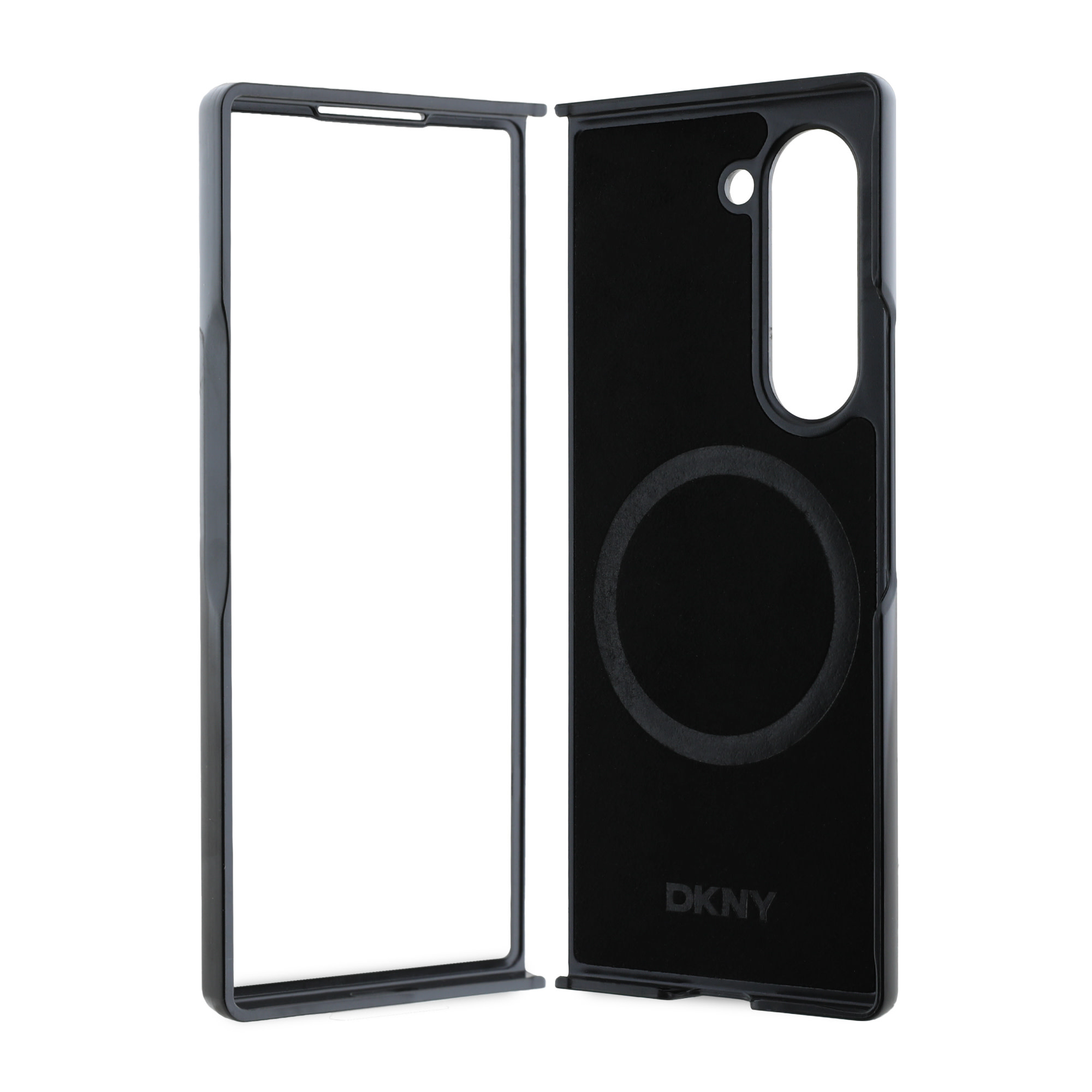 DKNY DKNY Galaxy Z Fold 6 Leather Repeat Pattern Stack Logo MagSafe Case - Black, foto 4 van 6