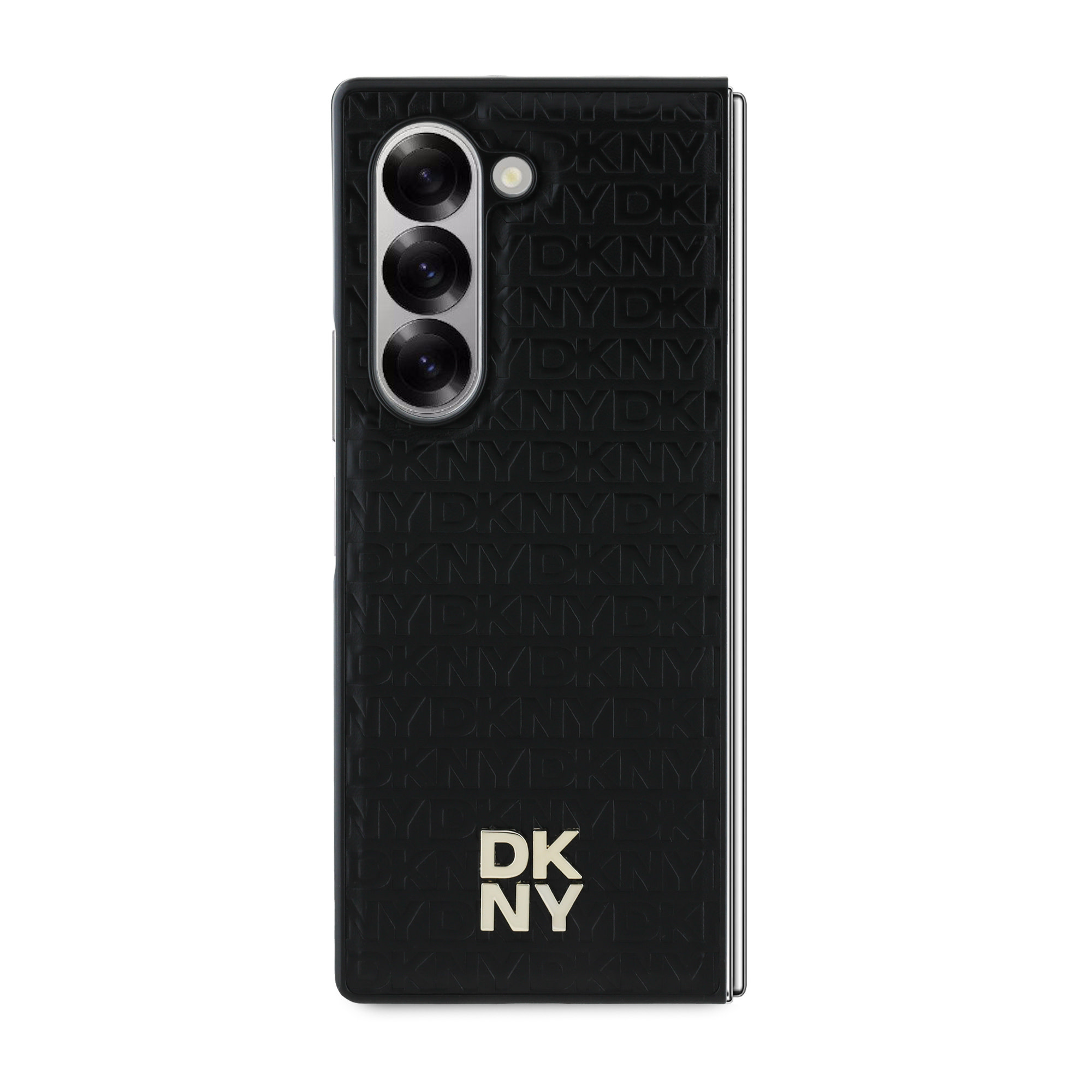 DKNY DKNY Galaxy Z Fold 6 Leather Repeat Pattern Stack Logo MagSafe Case - Black, foto 5 van 6