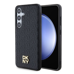 DKNY Galaxy S24 Backcover Case - Magsafe - Leather Repeat Pattern - Black