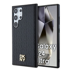 DKNY Galaxy S24 Ultra Backcover Case - Magsafe - Leather Repeat Pattern - Zwart