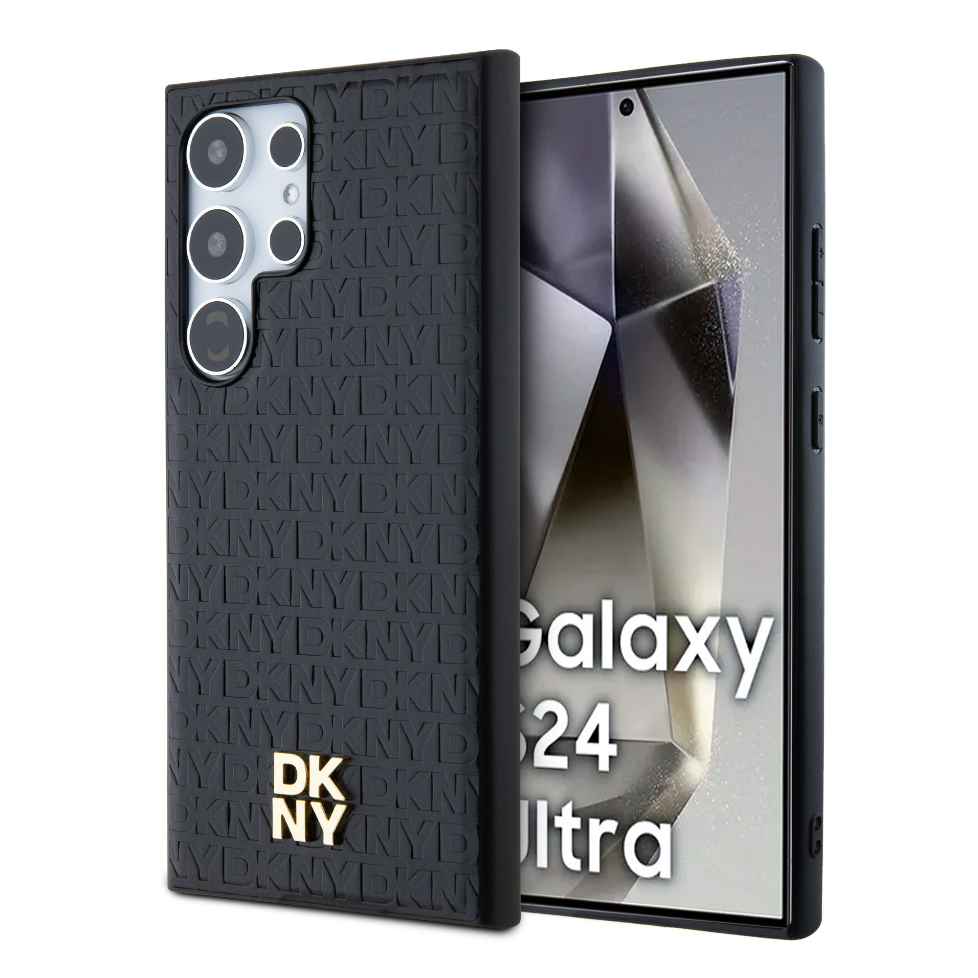 DKNY DKNY Galaxy S24 Ultra Backcover Case - Magsafe - Leather Repeat Pattern - Zwart