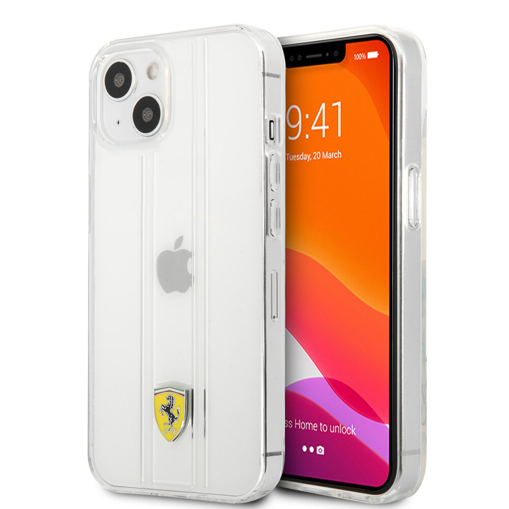 Ferrari Ferrari iPhone 13 Back-Cover hul - 3D Stripes - Transparent Ferrari Ferrari iPhone 13 Back-Cover hul - 3D Stripes - Transparent