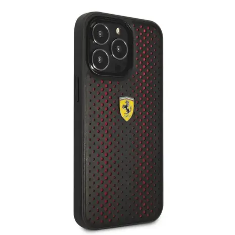 Ferrari Ferrari iPhone 14 Pro Back-Cover hul - Leather Perfo - Rot Ferrari Ferrari iPhone 14 Pro Back-Cover hul - Leather Perfo - Rot