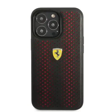 Ferrari Ferrari iPhone 14 Pro Backcover hoesje Leather Perfo - Rood Ferrari Ferrari iPhone 14 Pro Backcover hoesje Leather Perfo - Rood