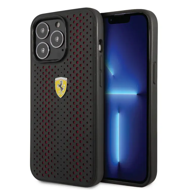 Ferrari Ferrari iPhone 14 Pro Backcover hoesje Leather Perfo - Rood
