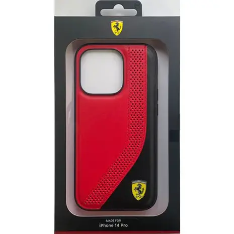 Ferrari Ferrari iPhone 14 Pro Backcover hoesje Pu Perforated - Rood Ferrari Ferrari iPhone 14 Pro Backcover hoesje Pu Perforated - Rood