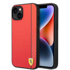 Ferrari iPhone 14 Plus Backcover hoesje Bimaterial stripe - Rood