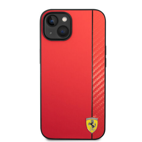 Ferrari Ferrari iPhone 14 Plus Back-Cover hul - Bimaterial stripe - Rot Ferrari Ferrari iPhone 14 Plus Back-Cover hul - Bimaterial stripe - Rot