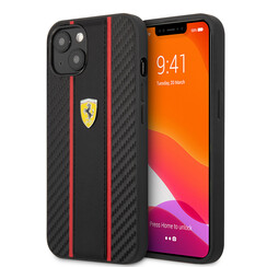 Ferrari iPhone 14 Plus Back cover case - Central Stripe - Black