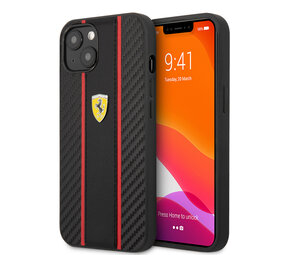 Ferrari Ferrari iPhone 14 Plus Back cover case - Central Stripe - Black Ferrari Ferrari iPhone 14 Plus Back cover case - Central Stripe - Black