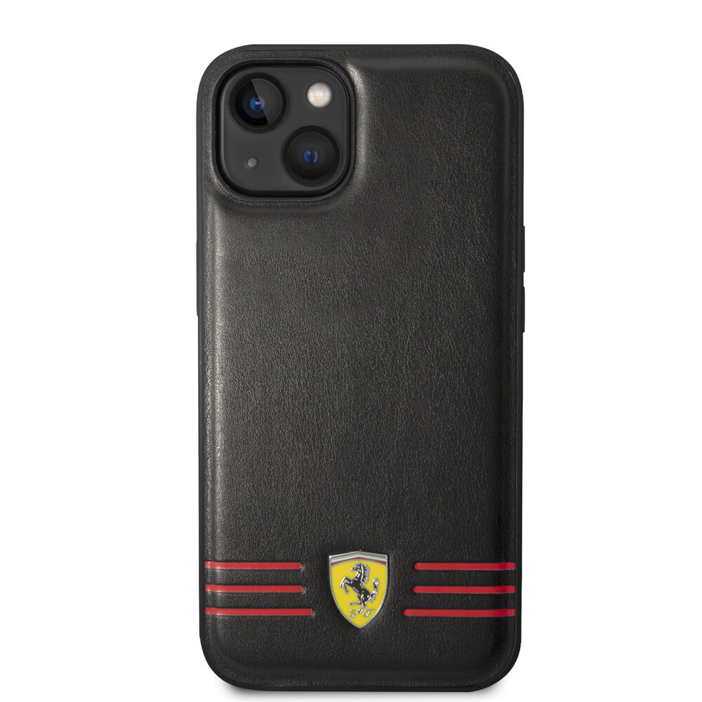 Ferrari Ferrari iPhone 14 Plus Backcover hoesje Trio lines - Zwart Ferrari Ferrari iPhone 14 Plus Backcover hoesje Trio lines - Zwart