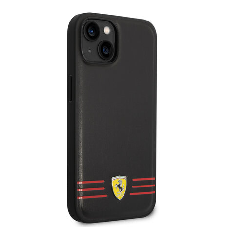 Ferrari Ferrari iPhone 14 Plus Backcover hoesje Trio lines - Zwart