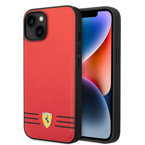 Ferrari Ferrari iPhone 14 Plus Back-Cover hul - Trio lines - Rot Ferrari Ferrari iPhone 14 Plus Back-Cover hul - Trio lines - Rot
