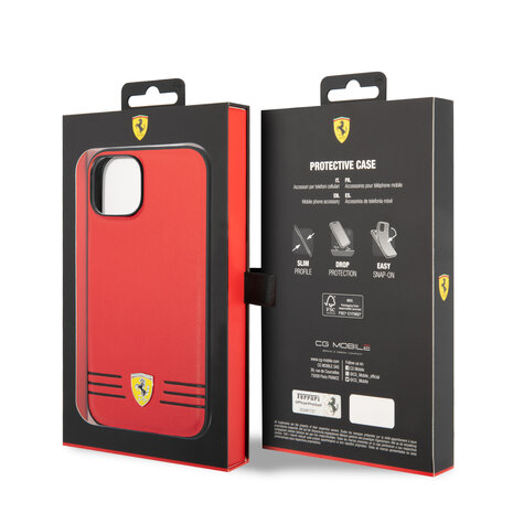 Ferrari Ferrari iPhone 14 Plus Back-Cover hul - Trio lines - Rot Ferrari Ferrari iPhone 14 Plus Back-Cover hul - Trio lines - Rot