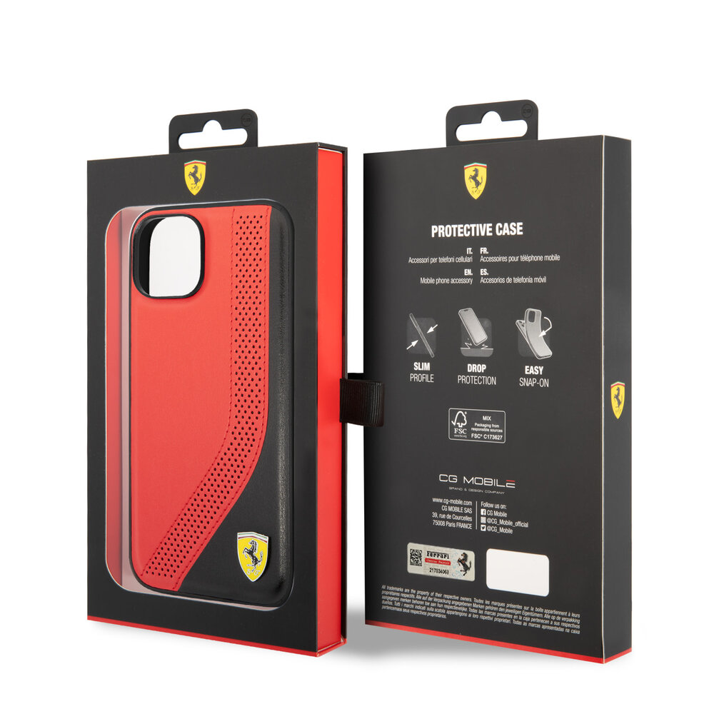 Ferrari Ferrari iPhone 14 Plus Back cover coque Perforated - Rouge Ferrari Ferrari iPhone 14 Plus Back cover coque Perforated - Rouge
