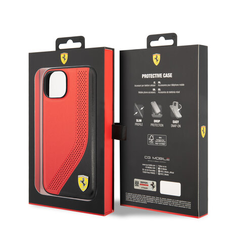 Ferrari Ferrari iPhone 14 Plus Back cover coque Perforated - Rouge Ferrari Ferrari iPhone 14 Plus Back cover coque Perforated - Rouge