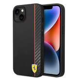 Ferrari Ferrari iPhone 14 Plus Backcover hoesje Bimaterial stripe - Zwart Ferrari Ferrari iPhone 14 Plus Backcover hoesje Bimaterial stripe - Zwart