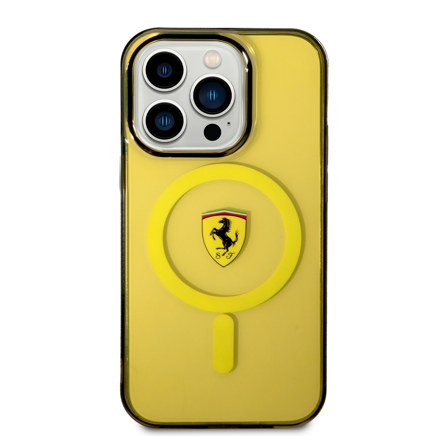 Ferrari Ferrari iPhone 14 Pro Max Backcover hoesje - Magsafe - Translucent Yellow - Geel, foto 3 van 6