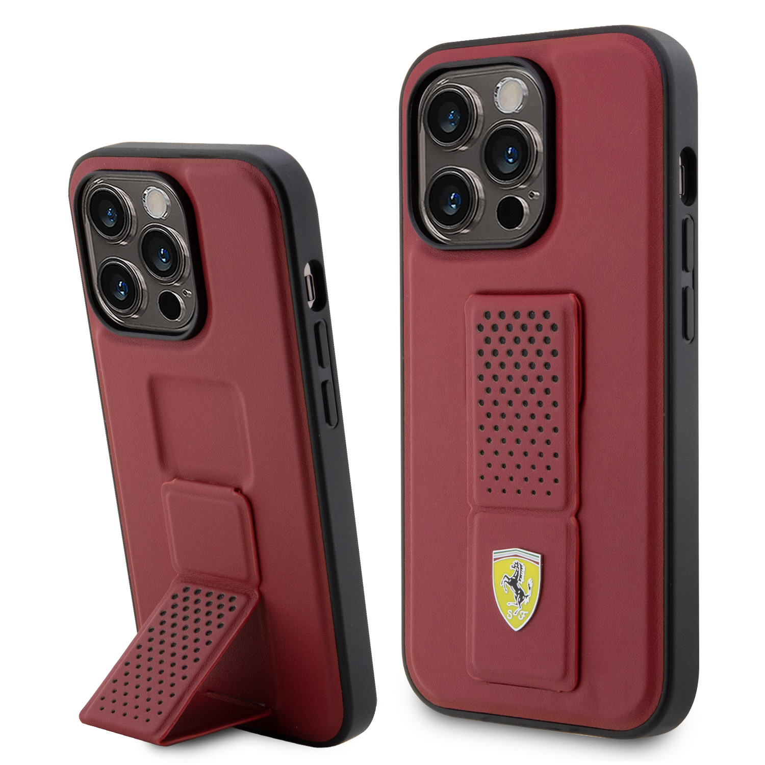 Ferrari Ferrari iPhone 14 Pro Backcover hoesje Stand Perforated - Rood, foto 2 van 6