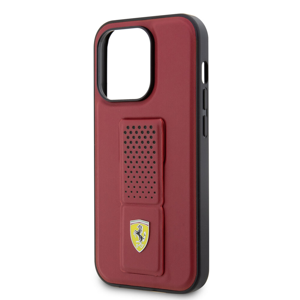 Ferrari Ferrari iPhone 14 Pro Back-Cover hul - Stand Perforated - Rot Ferrari Ferrari iPhone 14 Pro Back-Cover hul - Stand Perforated - Rot